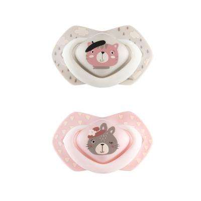 Canpol babies Set symetrických silikonových dudlíků Light touch 0-6m BONJOUR PARIS růžový