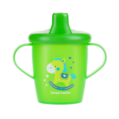 Canpol babies Nevylievací pohár tvrdý 250 ml TOYS zelený