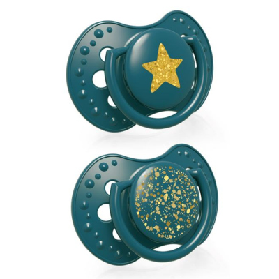 LOVI Dudlík silikonový dynamický Stardust 0-3m 2ks zelený
