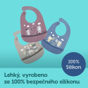Canpol babies Bryndák silikonový s kapsou BONJOUR PARIS modrý