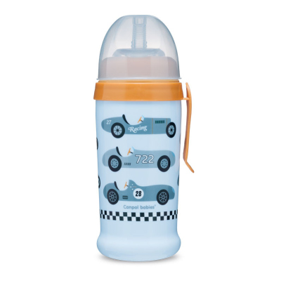 Canpol babies Nevylievacia športová fľaša so silikónovou slamkou 350 ml RACING bledomodrá
