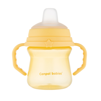 Canpol babies Itatópohár szilikonos ivócsőrrel FirstCup 150ml sárga