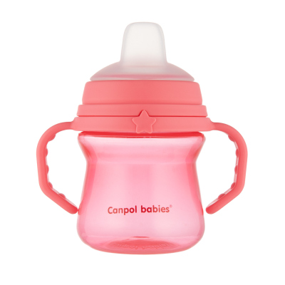Canpol babies Itatópohár szilikonos ivócsőrrel FirstCup 150ml rózsaszín