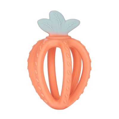Canpol babies 3D szenzorikus szilikon rágóka STRAWBERRY narancs